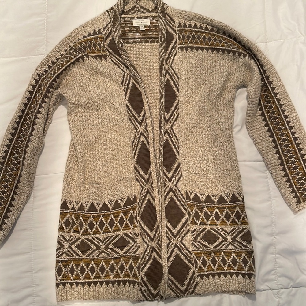 Lucky Brand Tribal Aztec Long Cardigan - Womens medium